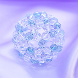アクアオーラと水晶８ｍｍ　輝くパステルブルーの職人技のフラーレンボール 3枚目の画像