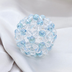 アクアオーラと水晶８ｍｍ　輝くパステルブルーの職人技のフラーレンボール 2枚目の画像