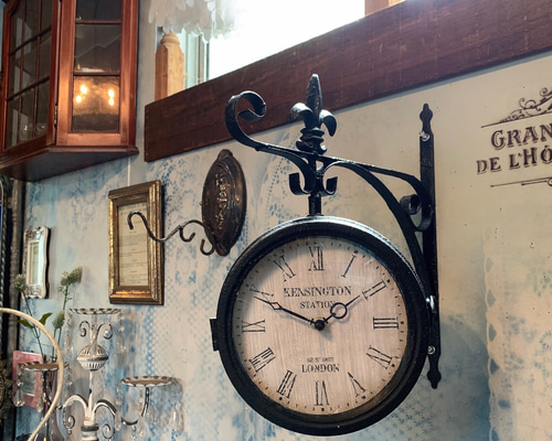 おしゃれな壁掛け時計 №.7 両面時計ウォールクロック アンティーク 回転時計 おしゃれな壁掛け時計 №.7 両面時計ウォールクロック