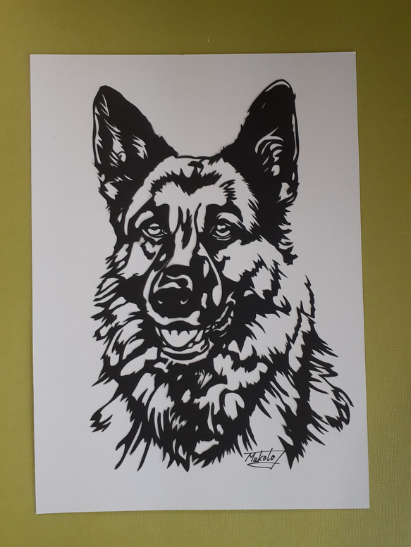 切り絵アート ジャーマンシェパード 切り絵 makochin 通販