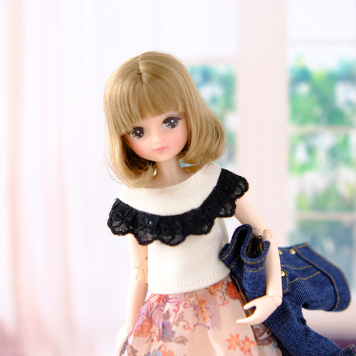 リカちゃん服*レースがかわいいカットソー(オフホワイト リカちゃん服*レースがかわいいカットソー(オフホワイト