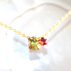 - kinomi - k18gp Peridot & Garnet Necklace 1枚目の画像