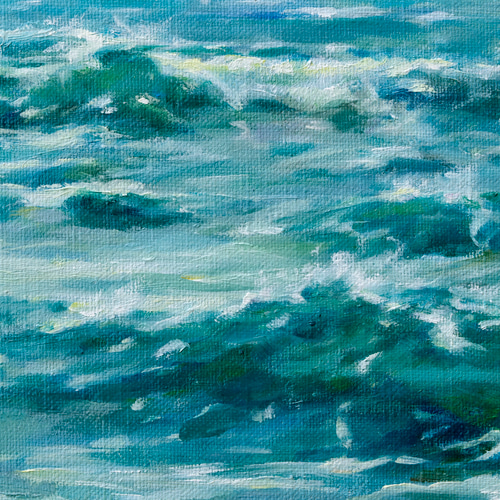 油絵原画【光る波-2】一点物 SM(227×158) 豪華プレゼント付き