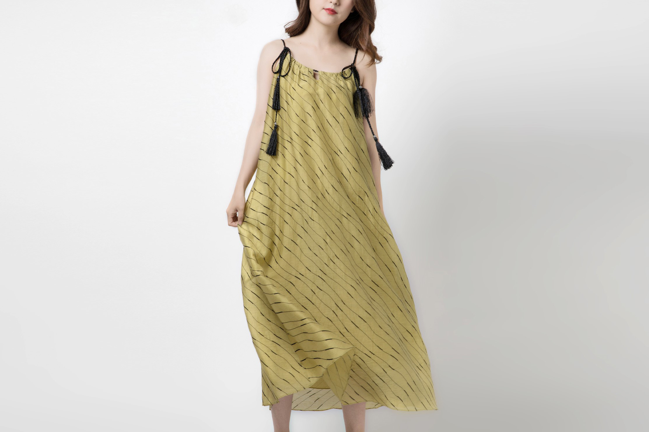 軽やか涼しげ 結び方いろいろ ストラップワンピース ♪Yellow♪