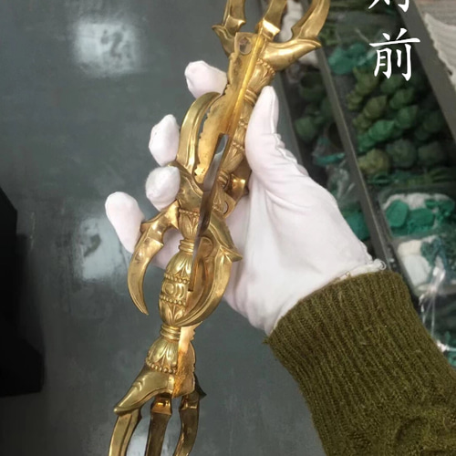 チベット仏教法器 人形杵 五鈷杵 金剛杵 密教法具 真鍮製 vajra チベット仏教法器 人形杵 五鈷杵 金剛杵 密教法具 真鍮製 vajra