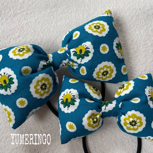 親子くるみボタンヘアゴム3個セットチェック親子コーデ姉妹コーデ緑