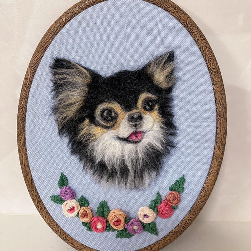 ニードルワーク 刺繍 犬の額 ハンドメイド