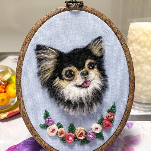 羊毛フェルト 犬 チワワ 刺繍 ハンドメイド 羊毛フェルト ハンドメイド ...