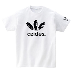 ［azides/袖プリント付き半袖］5ozアジデスTシャツ パロディ おもしろ 面白い プレゼント 1枚目の画像