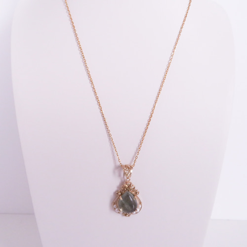 モスアクアマリンのワイヤー爪留めゴージャスペンダントトップopb14kgf