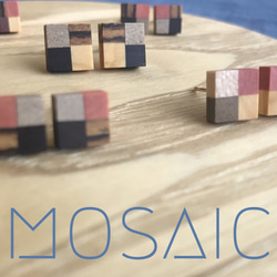 寄木細工のピアス 【mosaic】 <pnk×gry×pur×yel> #1 6枚目の画像