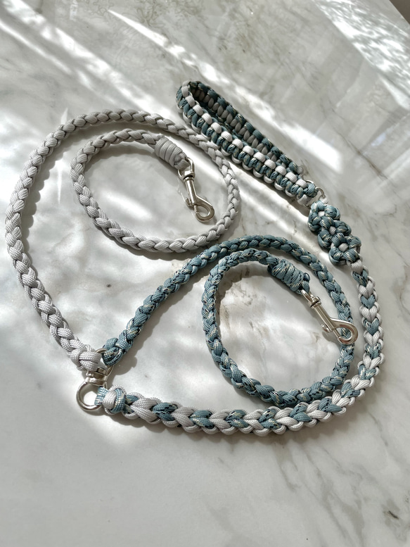 ★プクさま専用★パラコード2頭引きカフェリード2(個別仕様) PARACORD LEAD パラシュートコード ダブル多機能カフェリード 2
