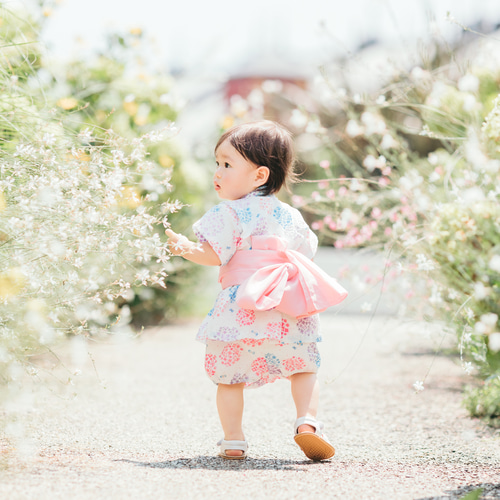 帯付き】ふんわり甚平 女の子 紫陽花 子供服 咲楽工房 - SAKURA 通販 ...