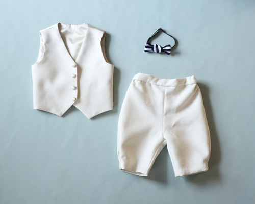 セットアップ【スーツ】オフホワイト ヘリンボーン 選べる 蝶