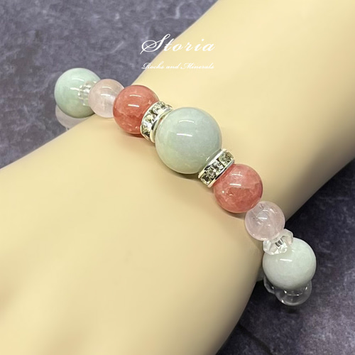 【税込?送料無料】 情熱の薔薇で良縁を勝ち取る 華と翠のブレスレット 翡翠×インカ ヒスイ