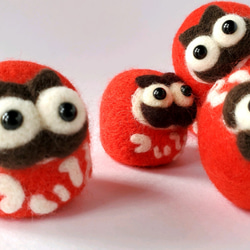 羊毛フェルト かわいい赤いだるまさん【ダルマ】 羊毛フェルト おた