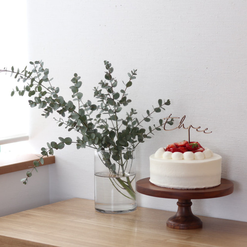 ケーキトッパー one two three 1歳 2歳 3歳 木製 誕生日 バースデー