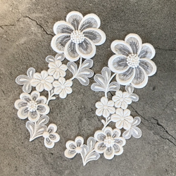 立体モチーフレース ◇ 花柄 ◇ 1組(2枚) ◇ 日本製 ◇ M-lace-No,115