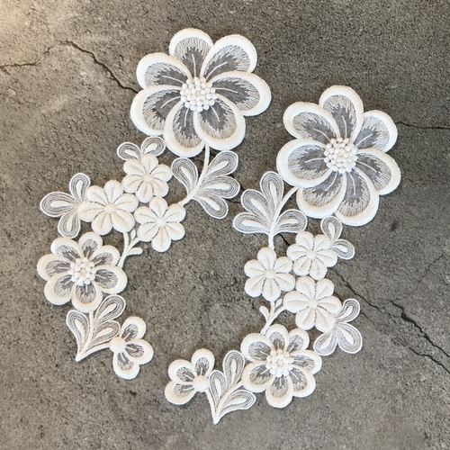立体モチーフレース ◇ 花柄 ◇ 1組(2枚) ◇ 日本製 ◇ M-lace 立体モチーフレース ◇ 花柄 ◇ 1組(2枚) ◇ 日本製 ◇ M-lace
