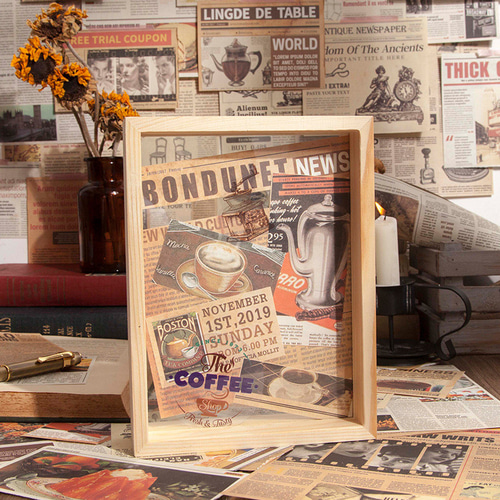 昭和レトロ ヴィンテージ印刷物／✮ザ・サウンド・ペーパ―✮ 在庫処分 8種類 大判 両面印刷 新聞 古書 英字 ページ デザイン