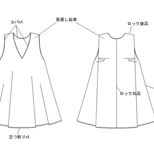 型紙 Aライン ノースリタックブラウス A037-P レディース 型紙