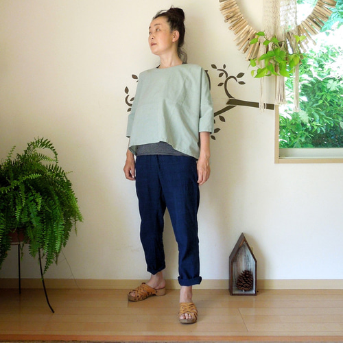 SALE】bighug イカット機先染めTブラウス○グリーン ブラウス holy  