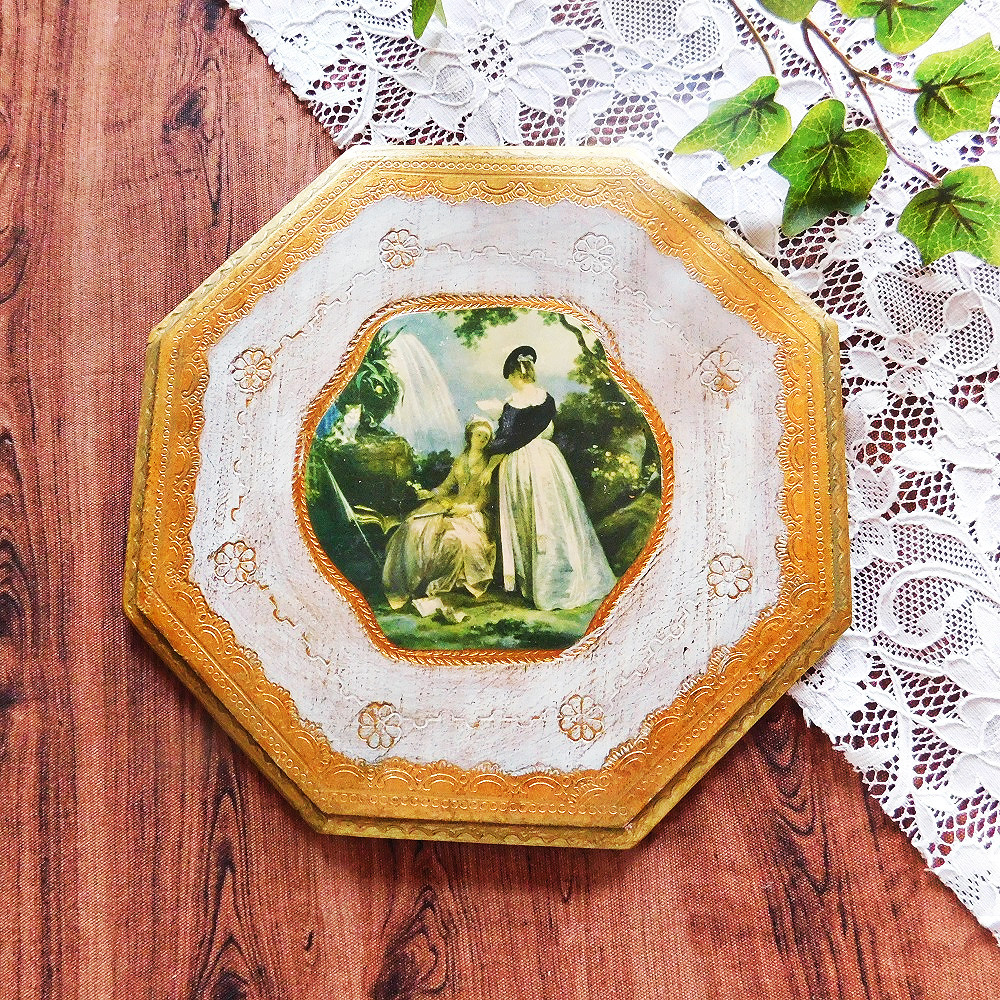 :*。:. 1950年代　フィレンツェ風の美しい平版画　イタリア　ヴィンテージ　インテリア　アンティーク雑貨 壁掛け