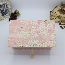 【受注制作】カルトナージュ♪　オシャレなマスクボックス（桜の夢 ～春霞～ / ピンク） 3枚目の画像