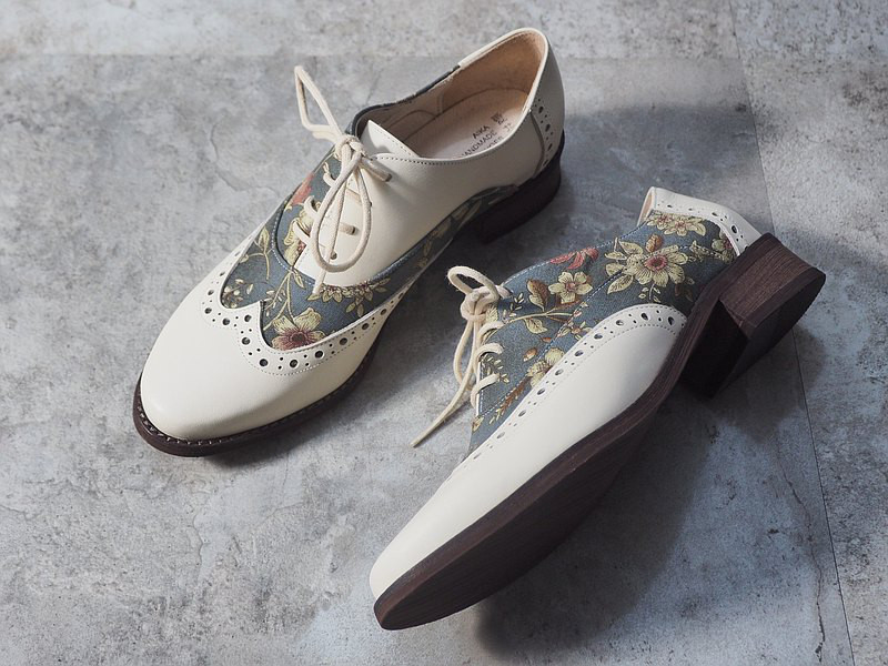 ラブフラワーオックスフォードシューズ-スカーレット