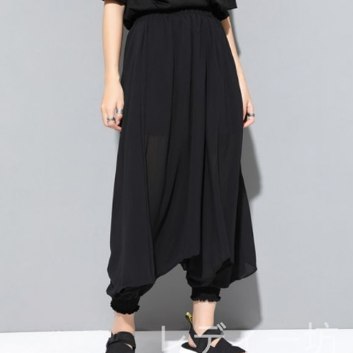 ☆サルエルパンツ レディース夏 大きいサイズ シフォン