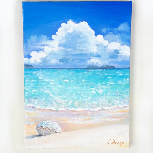 スカイブルー・グリニッシュブルー 絵画 チェリー Cherry 通販