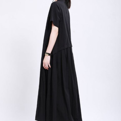 コムコムの黒の半袖ロングワンピース Amazon.co.jp: [Chubikime] ロングワンピース