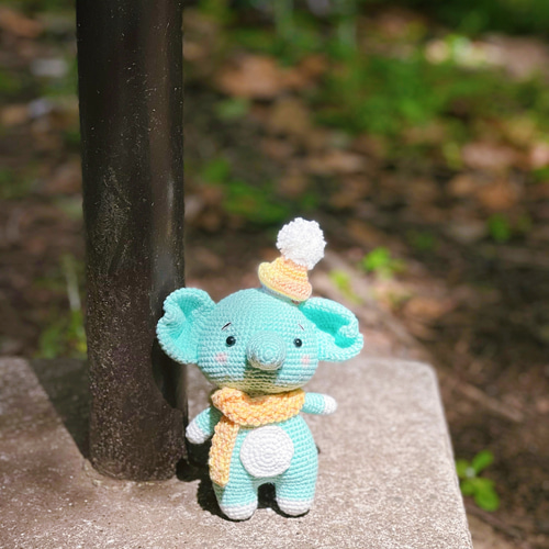 ハンドメイド みかけ あみぐるみ ぞうさん着ぐるみ くまちゃん 