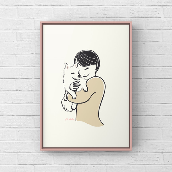 スピッツ【誕生日】A4ポスター　犬　ペット　イラスト　うちの子 1枚目の画像