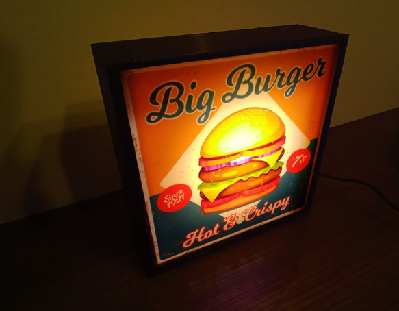 アメリカン ハンバーガー ビックバーガー ファーストフード カフェ バー ランプ 看板 置物 雑貨 LEDライトBOX 3枚目の画像