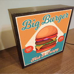 アメリカン ハンバーガー ビックバーガー ファーストフード カフェ バー ランプ 看板 置物 雑貨 LEDライトBOX 4枚目の画像