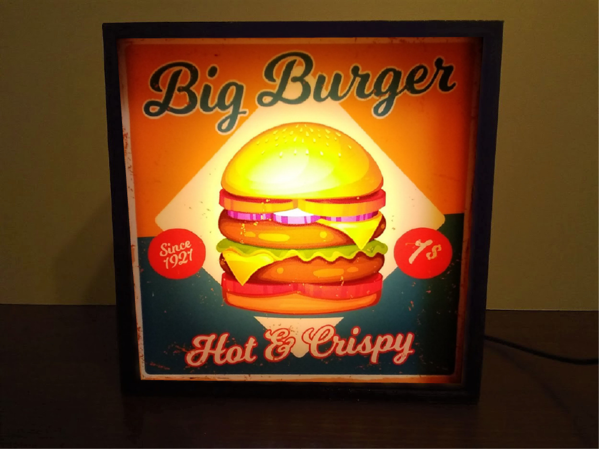 アメリカン ハンバーガー ビックバーガー ファーストフード カフェ バー ランプ 看板 置物 雑貨 LEDライトBOX