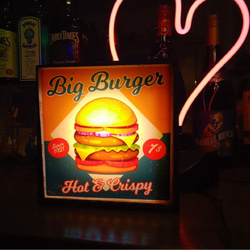 アメリカン ハンバーガー ビックバーガー ファーストフード カフェ バー ランプ 看板 置物 雑貨 LEDライトBOX 6枚目の画像