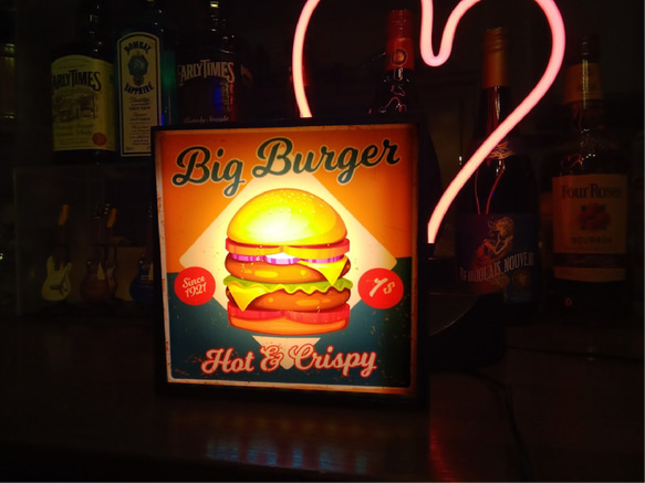 アメリカン ハンバーガー ビックバーガー ファーストフード カフェ バー ランプ 看板 置物 雑貨 LEDライトBOX 6枚目の画像