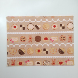 30×40 ランチョンマット☆クッキー柄 給食 女の子 小学校 保育園 お菓子 ベージュ 2枚目の画像