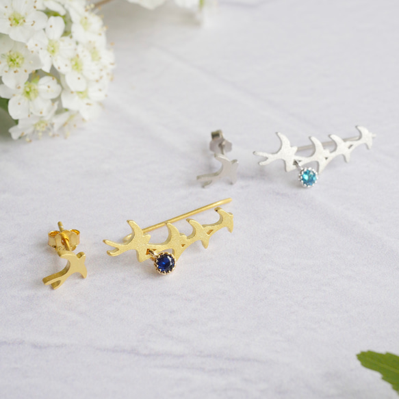 誕生石で選ぶ 私だけのツバメ ピアス・イヤリング  ゴールド 6枚目の画像