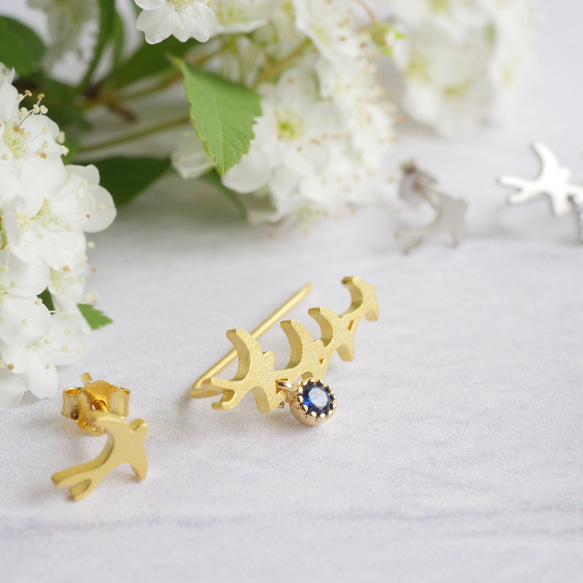 誕生石で選ぶ 私だけのツバメ ピアス・イヤリング  ゴールド 8枚目の画像