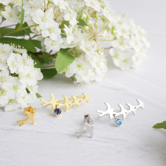 誕生石で選ぶ 私だけのツバメ ピアス・イヤリング  ゴールド 9枚目の画像