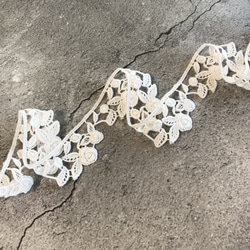 2m コットンケミカルレース 巻きバラ柄 モチーフ 日本製 lace-No,130 7枚目の画像