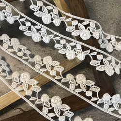 2m コットンケミカルレース 巻きバラ柄 モチーフ 日本製 lace-No,130 4枚目の画像