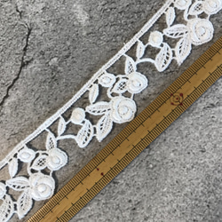 2m コットンケミカルレース 巻きバラ柄 モチーフ 日本製 lace-No,130 5枚目の画像