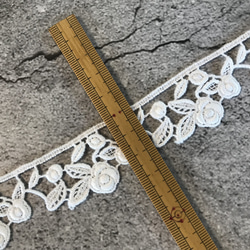 2m コットンケミカルレース 巻きバラ柄 モチーフ 日本製 lace-No,130 8枚目の画像