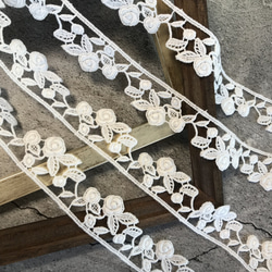 2m コットンケミカルレース 巻きバラ柄 モチーフ 日本製 lace-No,130 9枚目の画像