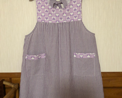 エプロン 保育士 介護士 紫 ハート エプロン nobuhiro 通販