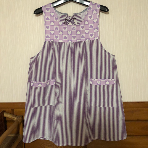 エプロン 保育士 介護士 紫 ハート エプロン nobuhiro 通販